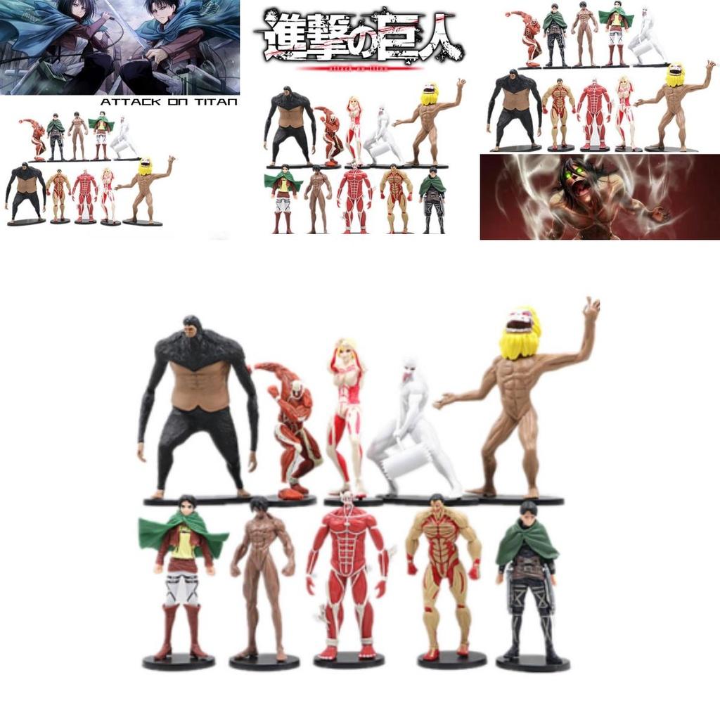 Набор фигурок по «Атаке титанов» из 10 штук: Микаса, Эрен, Леви, Звероподобный титан и другие!