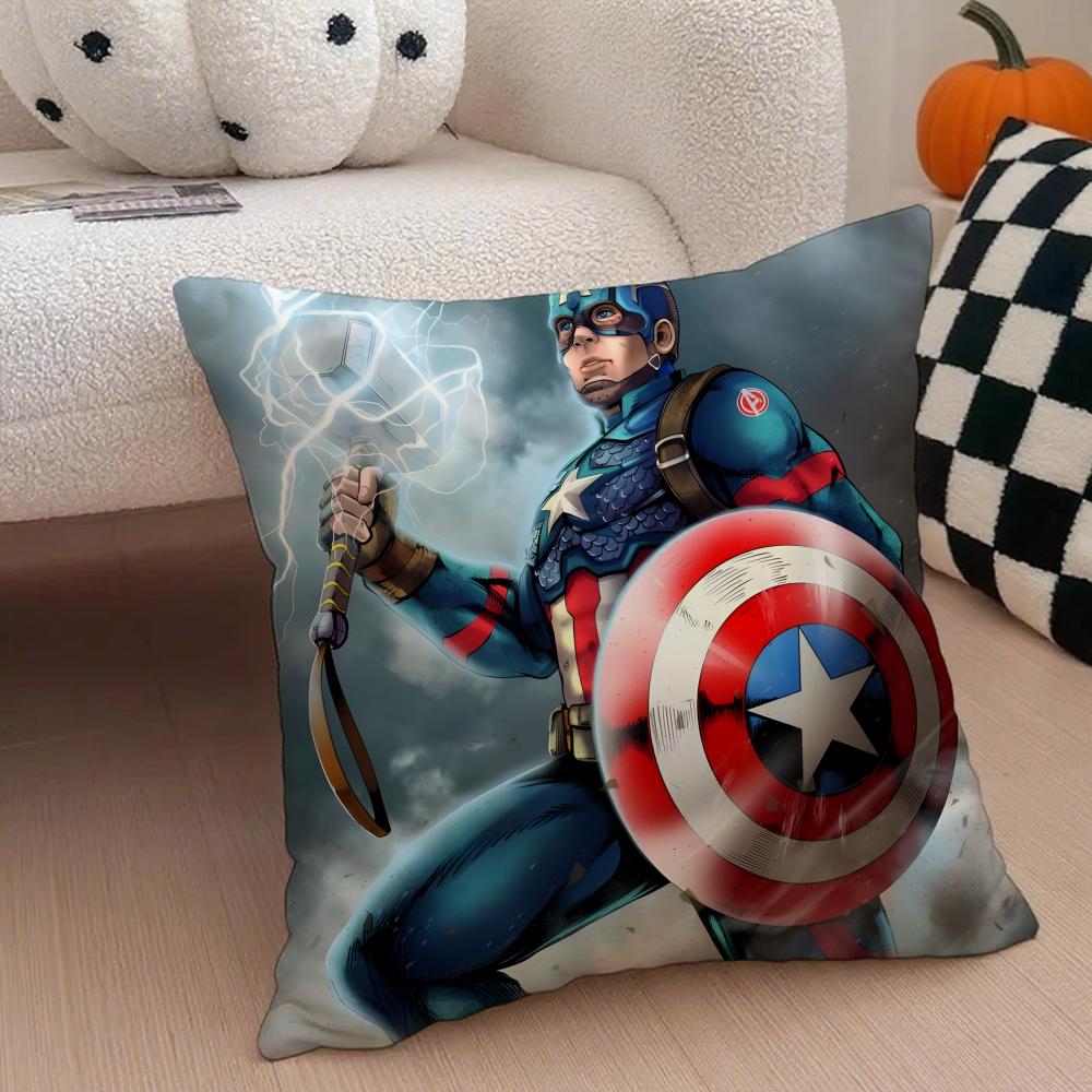 CCaptain America Cushion Cover Linen Pillow Case Soft Breathable Protective Couch Room Decoration