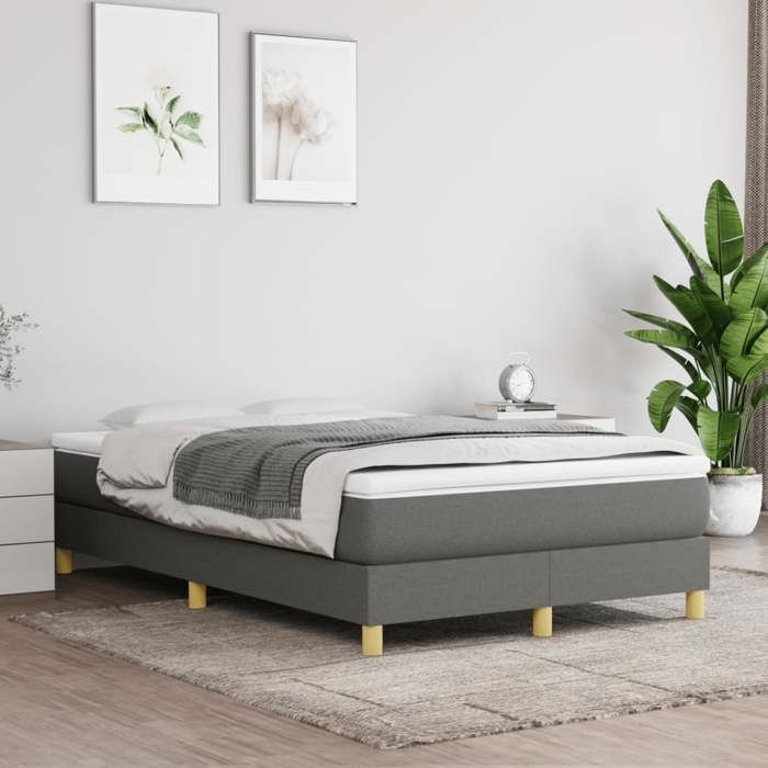 Cadre de lit avec matelas - Maison Exclusive - 120x190cm - Tissu gris foncé - Relaxation maximale