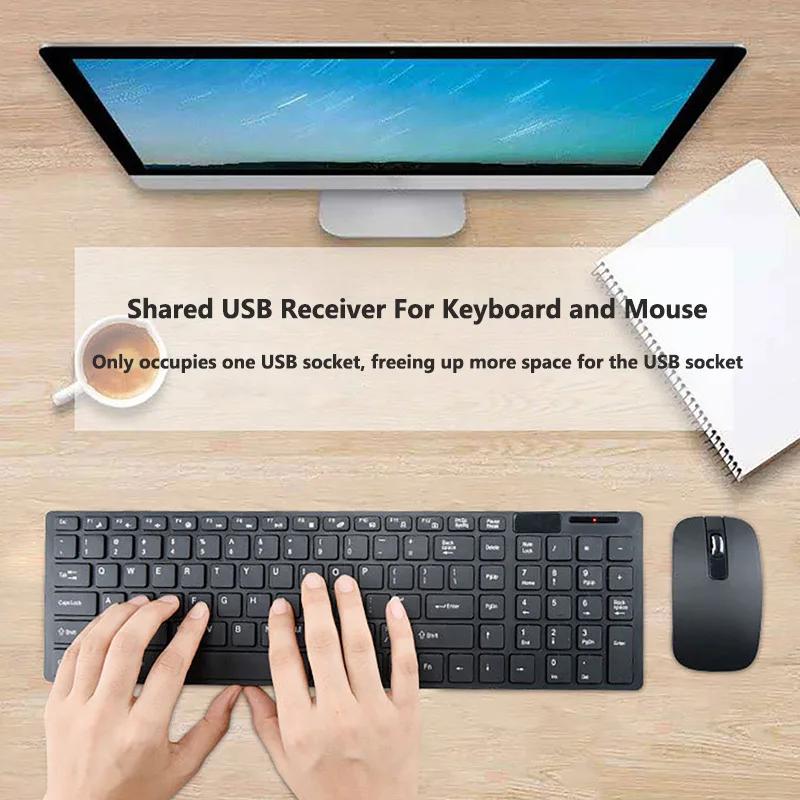 Ультратонкий комплект клавиатуры и мыши 2.4G беспроводной USB-комплект клавиатуры и мыши для офиса, дома, ноутбука, настольного компьютера