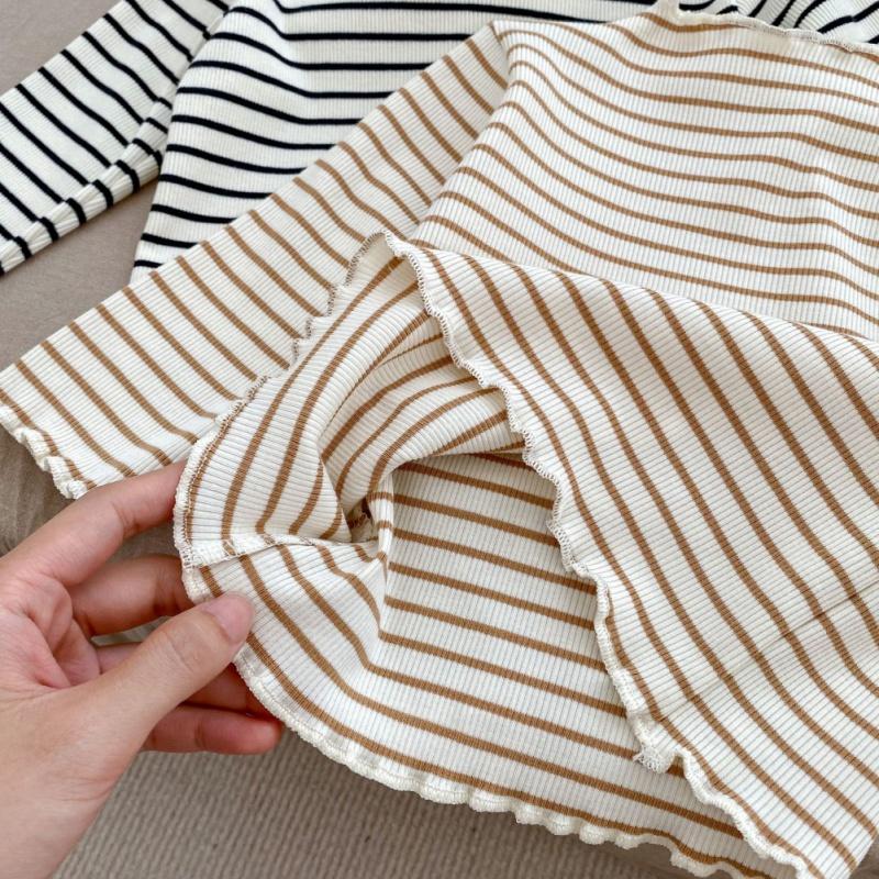 Топ с длинным рукавом для девочки, плиссированная хлопковая футболка с принтом, детский топ