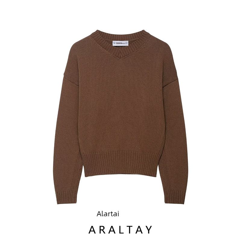 Araltay New Arrival Fashion Style Women's Clothing Fashion All-Match Pure Color V-neck Sweater Tops 6771140700