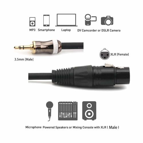 MOBOREST 3.5mm TRS Stereo to XLR Female Microphone Cable for Professional Studio, Live Performance, School, Church, Public Presentation, Party and Oth