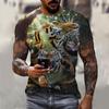 Мужские футболки летние топы с рисунком животных и тигра 3D-принтом футболки летние женские уличные модные футболки больших размеров мужская одежда