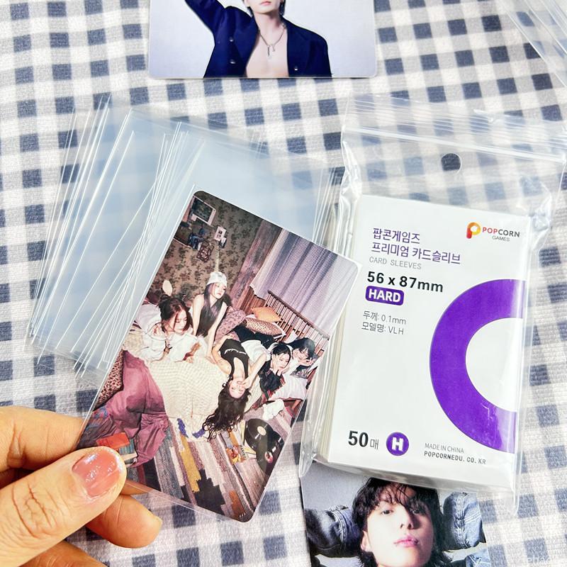 50 шт. конвертов для карточек из Кореи, прозрачные, бескислотные, без CPP, жесткие, 3-дюймовые, фотопленка, переплет, оригинальный держатель для фотокарточек, плоский держатель для карточек