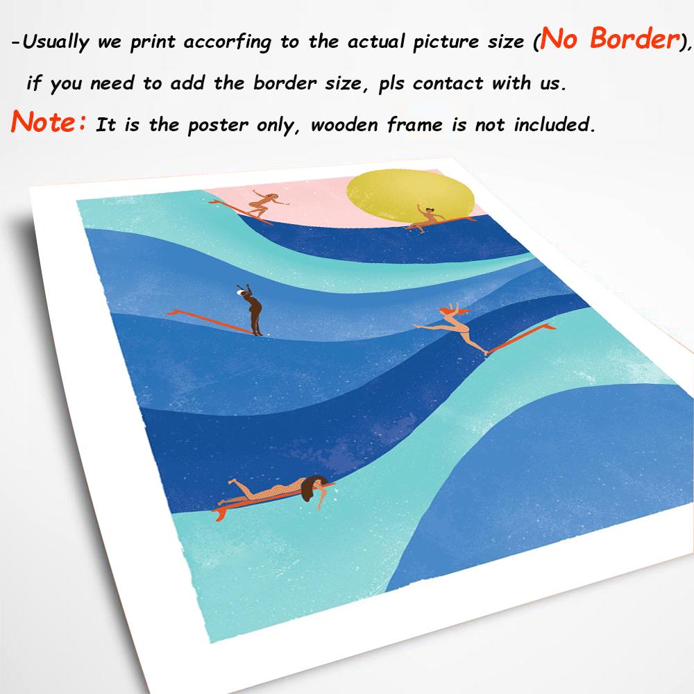 Women Surf Posters Lady Sliders Women Empowerment Wall Art Canvas Painting Prints California Sun Pictures For Living Room Decor