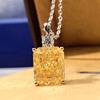 Huitan Gorgeous Yellow Square Cubic Zirconia Pendent Necklace Women Delicate Engagement Neck Necklace Gift Lady's Trendy Jewelry