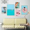 Cartoon Swimming Pool Summer Seaside Vacation Illustration Canvas Painting Wall Art Poster Print Picture Living Room Home Decor