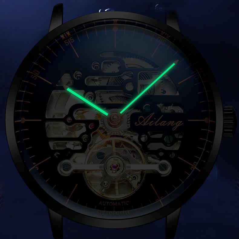 AILANG Мужские часы Водонепроницаемые полые полностью автоматические механические часы Производитель мужских часов