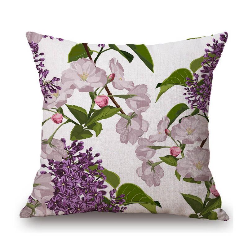 Spring Flower Hydrangeas Botanical Pattern Design Painting Home Decor Cotton Linen Sofa Throw Pillow Case Bench Cushion Cover