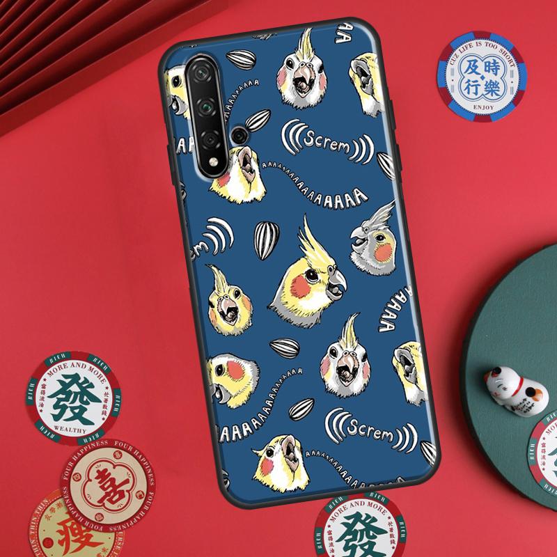 Cartoon Cockatiel Collage For Huawei P20 P30 P40 Lite P60 Pro Nova 12i 11i 8i 12s 9 10 SE Y90 Y60 Y70 Y72 Y61 Y91 Case