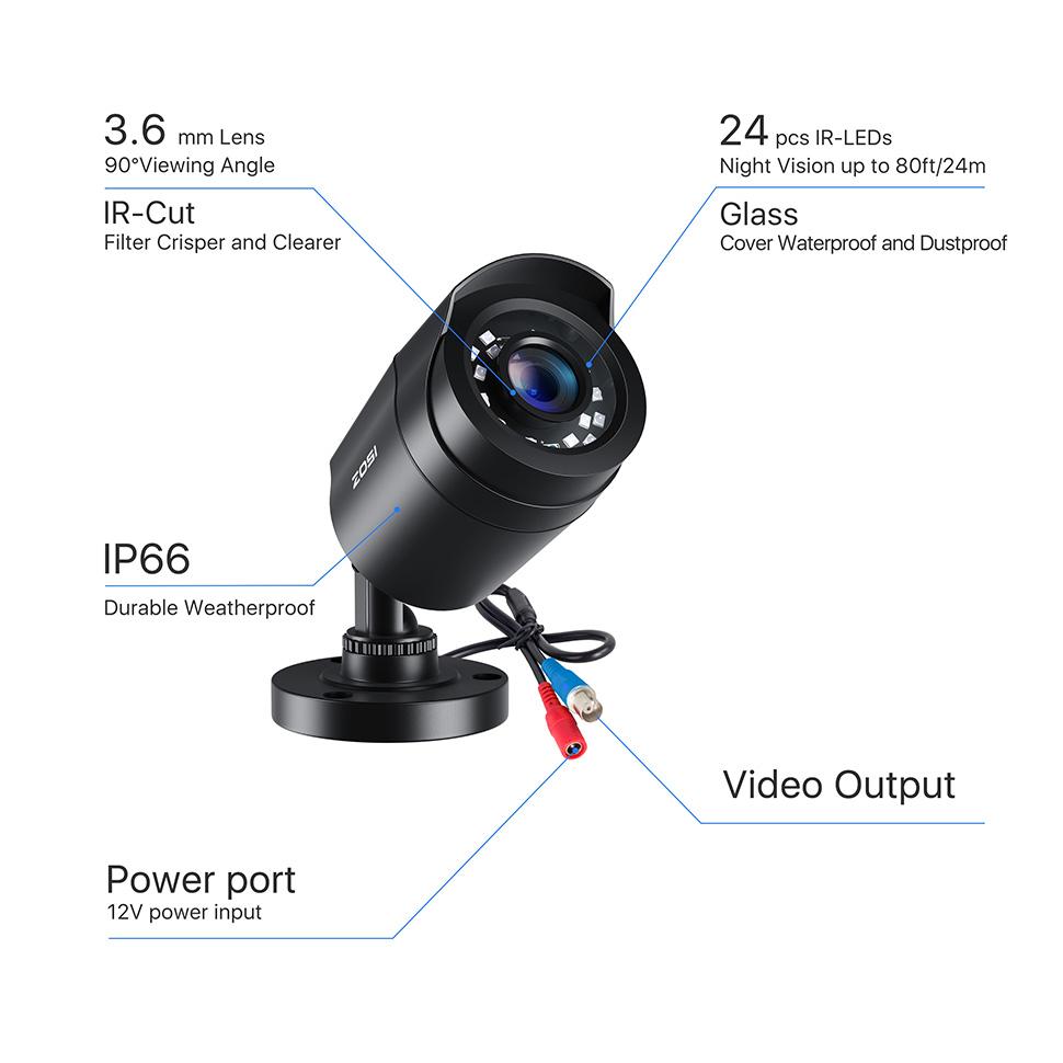 1080P 4 Pack HD TVI Security Cameras Outdoor Indoor Weatherproof Bullet Surveillance Camera for Analog CCTV DVR System EU PLUG