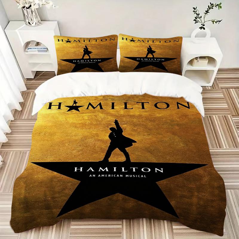 3Pcs Hamilton American Musical Star Bedding Set Quilt Cover Pillowcase Home Christmas Xmas Halloween Gift 1 Duvet Cover 2 Pillowcase M924236