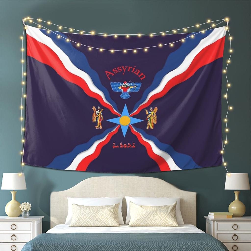 Luxury Assyrian Suryoyo Flag Tapestry Wall Hanging Aesthetic Home Decoration Tapestries for Dorm Room