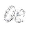 Tonglin S925 Sterling Silver Couple Rings - Simple Matching Open Design for Men and Women, Ideal Christmas Gift