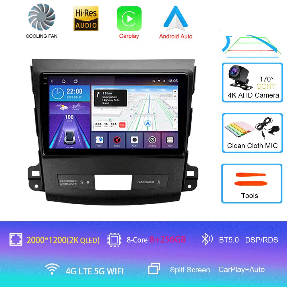 Автомобильное радио Android 14 Carplay для Mitsubishi Outlander 2006-2011 Peugeot 4007 Citroen C-Crosser GPS мультимедийный плеер стерео 2din