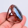 Oval Owyhee Blue Opal Stone Birthday Electroformed Eternity Ring Jewelry Copper V-57