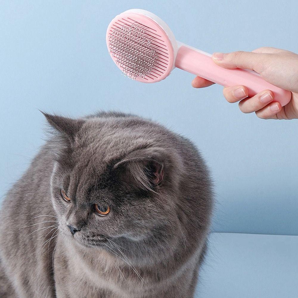 Convenient Pet Accessories Self Cleaning Grooming Massager Cat Brush Pet Comb Hair Remover Scraper