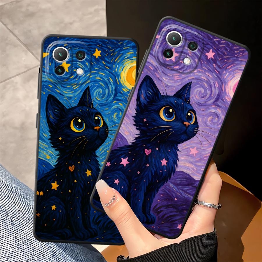 Чехол-футляр Funda для Xiaomi Mi 14 12T Pro 11T 10T 12 11 13 Lite 12X Вращающийся Звездное небо Кошка