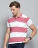 MONTE CARLO Мужская полосатая футболка с розовым воротником и рукавом три четверти