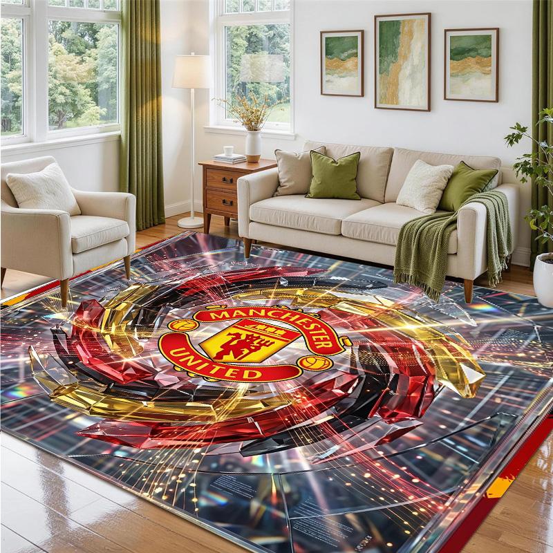 Manchester United Design Crystal Velvet Rug Soft Decorative Mat for Bedroom Entrance