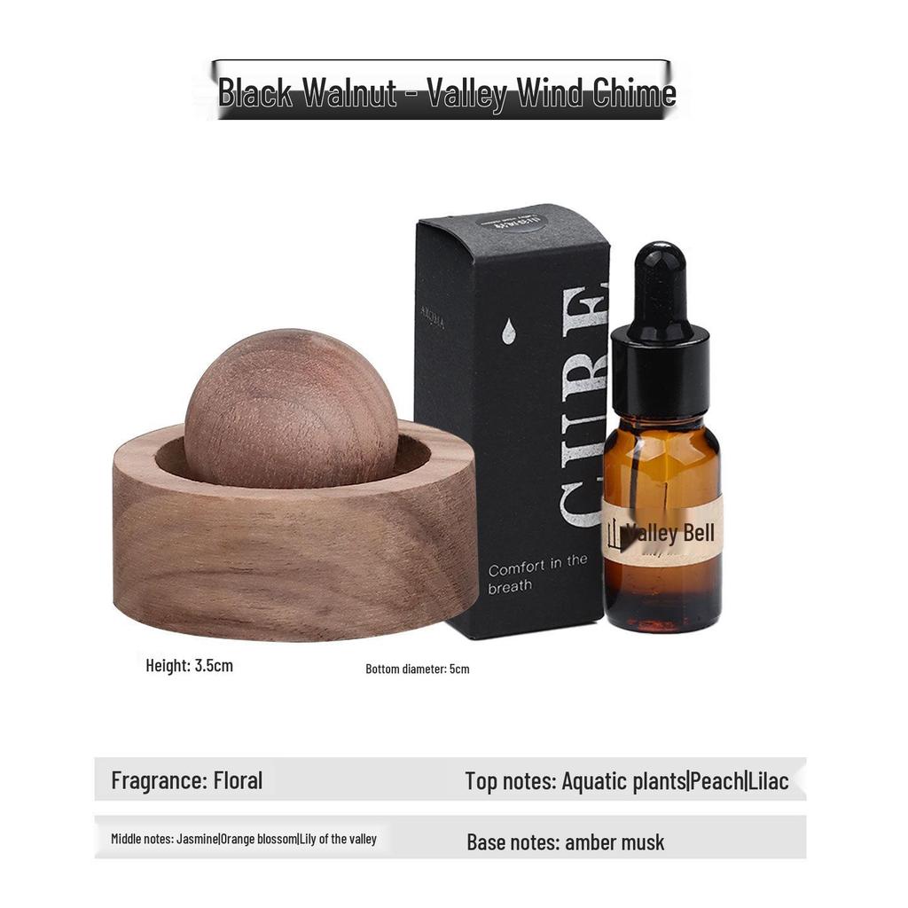 Round Wood Aromatherapy Diffuser - Long-Lasting Essential Oil and Car Fragrance Ornament for Home and Bedroom.