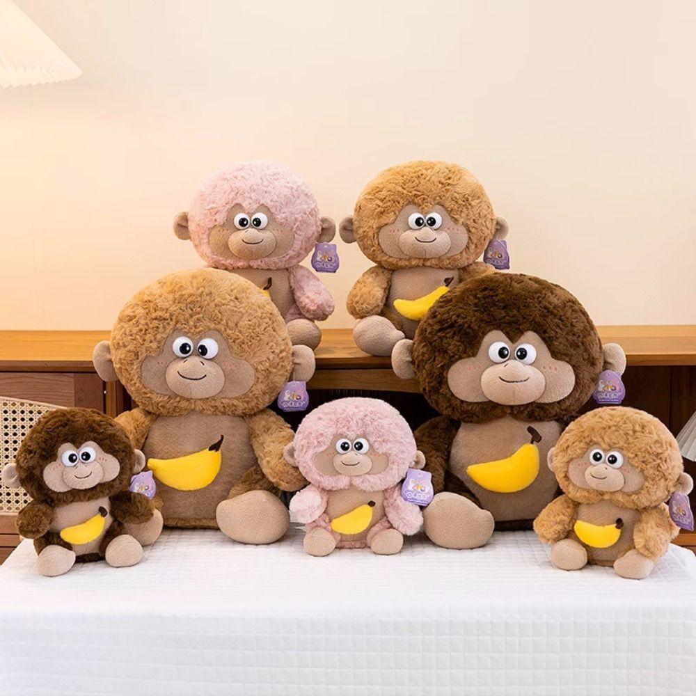 Super Soft Plush Monkey Toy Pull-out Banana Monkey Stuffed Animals  Car Decor