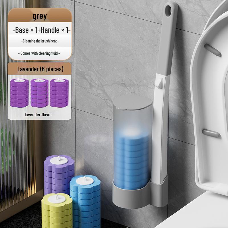 Wall-Mounted Self-Cleaning Toilet Brush Set with Replaceable Head