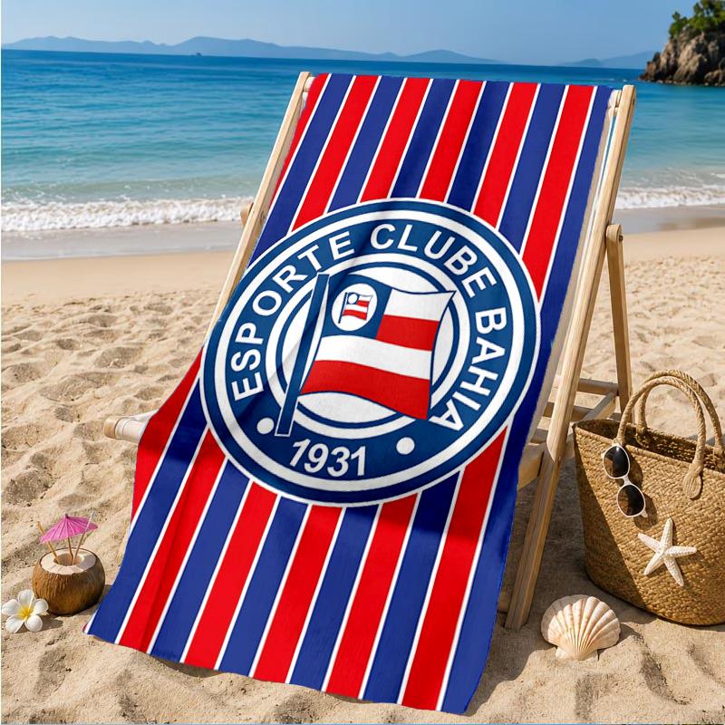 Bahia Fc Crest Emblem Printed Microfiber Beach Towel, Soft And Absorbent, Quick-Dry, Ideal for Summer Travel, Beach Essential, Swimming Pool