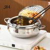 Professional Tempura Frying Tools Stainless Steel Stovetop Deep Fryer Pot with Thermometer, 2.2/3.2L Multifunctional Non Stick Versatile Cooking