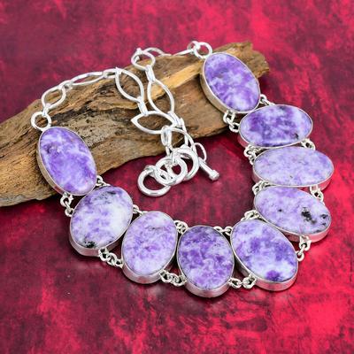 Ожерелье с драгоценным камнем лепидолит, стерлинговое серебро 925 пробы, регулируемая цепочка, ожерелье, антикварные ювелирные изделия ручной работы, подарок для мамы