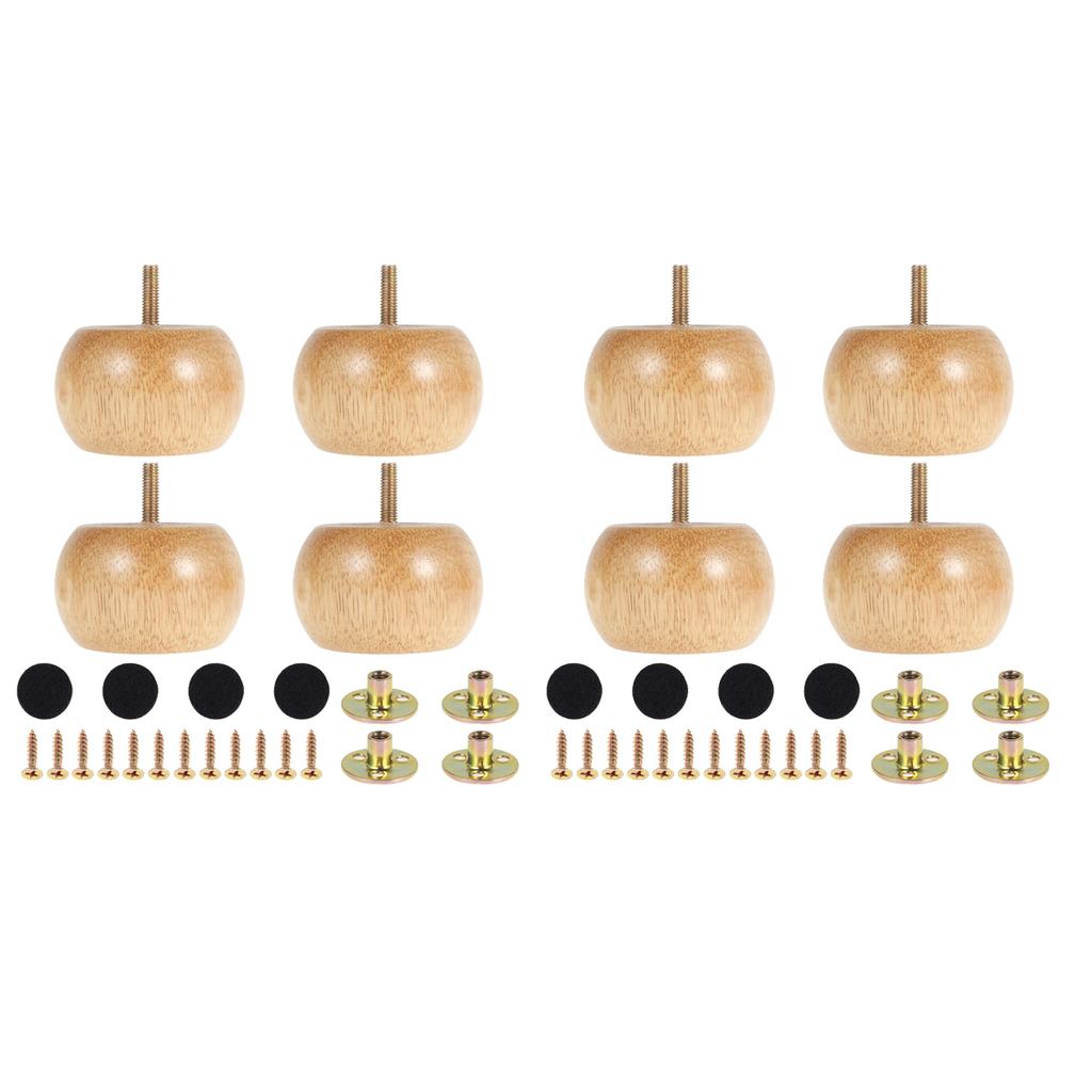 4/8 шт. Ножки для мебели Деревянные ножки для мебели Массивные мебельные ножки Круглые ножки-булочки с 4 винтами Нескользящие ножки для стула Набор для замены