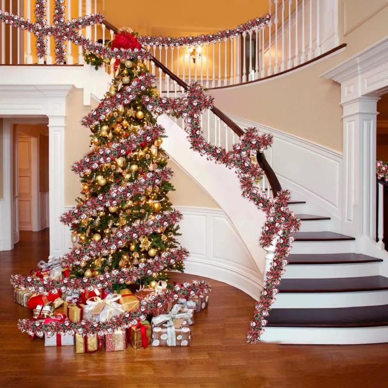 2M Рождественские мишурные ленты Декор для вечеринки в помещении DIY Рождественская елка Украшение для дома и бара Ленты с Санта-Клаусом Декор для венка Украшения