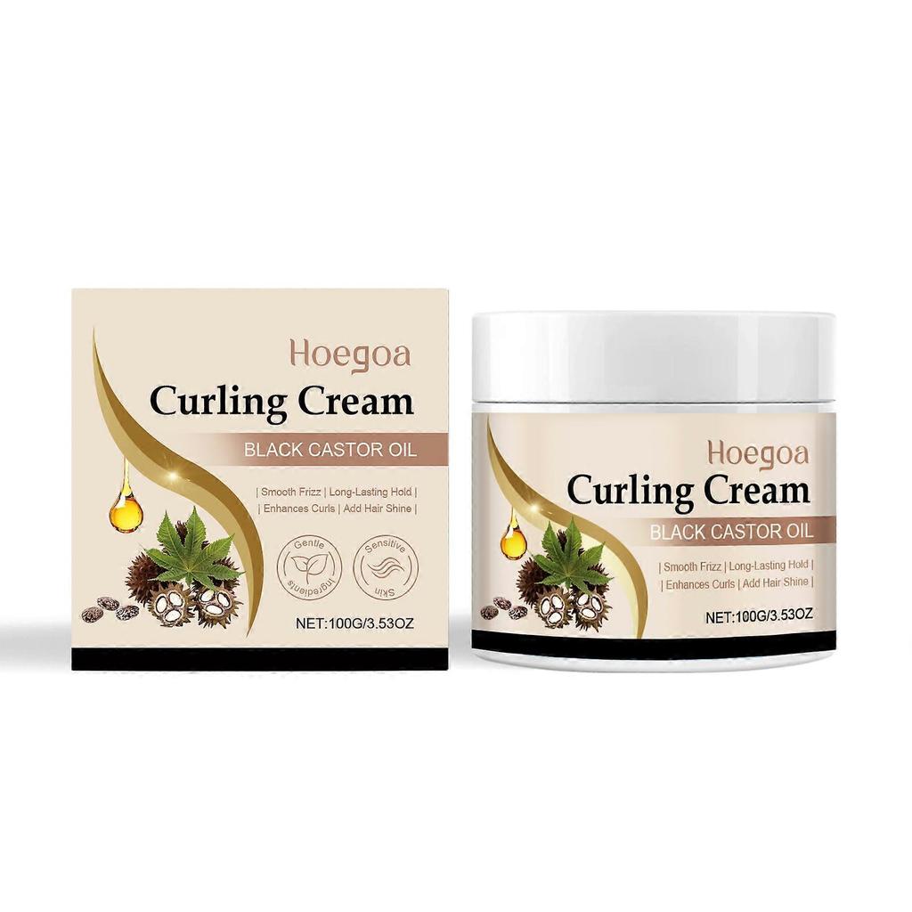 Hoegoa Castor Oil Curl Styling Cream - Maintains Shine, Shapes Curls, Natural And Refreshing Hair Care