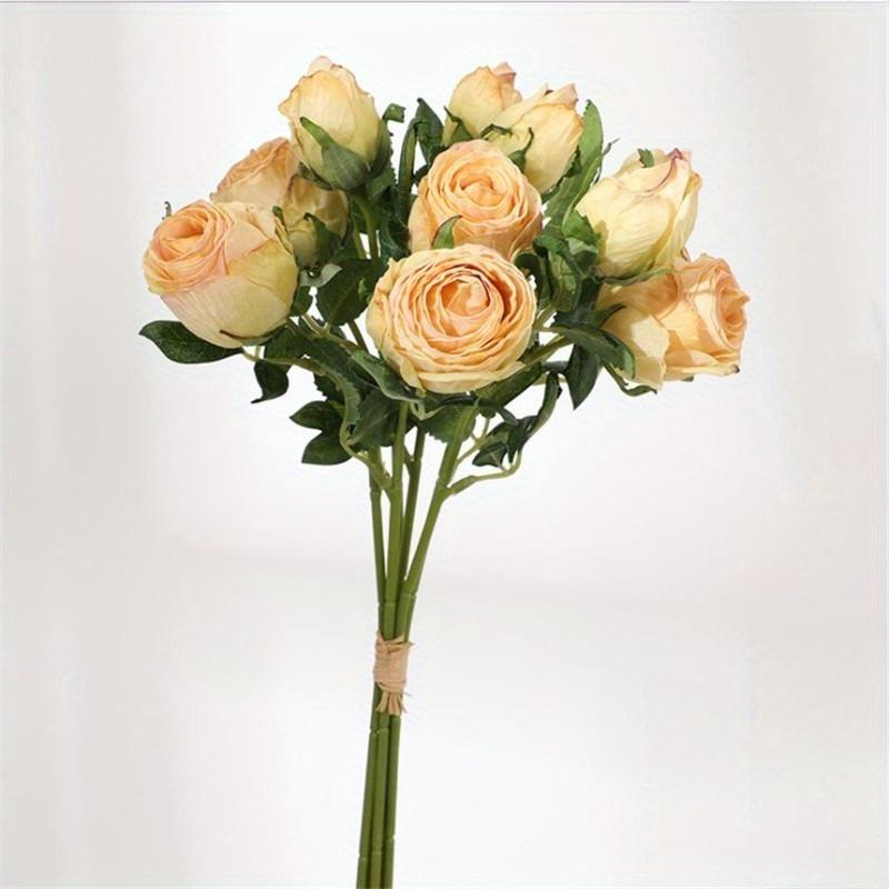 1 шт. Разноцветные пластиковые розы с 6 стеблями в стиле ретро с опаленными краями, Подходят для украшения свадебной вечеринки, украшения дома, горшечных украшений