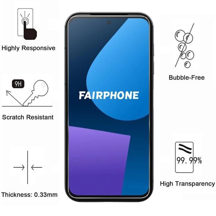 Защитная пленка из закаленного стекла для Fairphone 5 [Набор из 4 штук] Защитное стекло для экрана Phonillico®