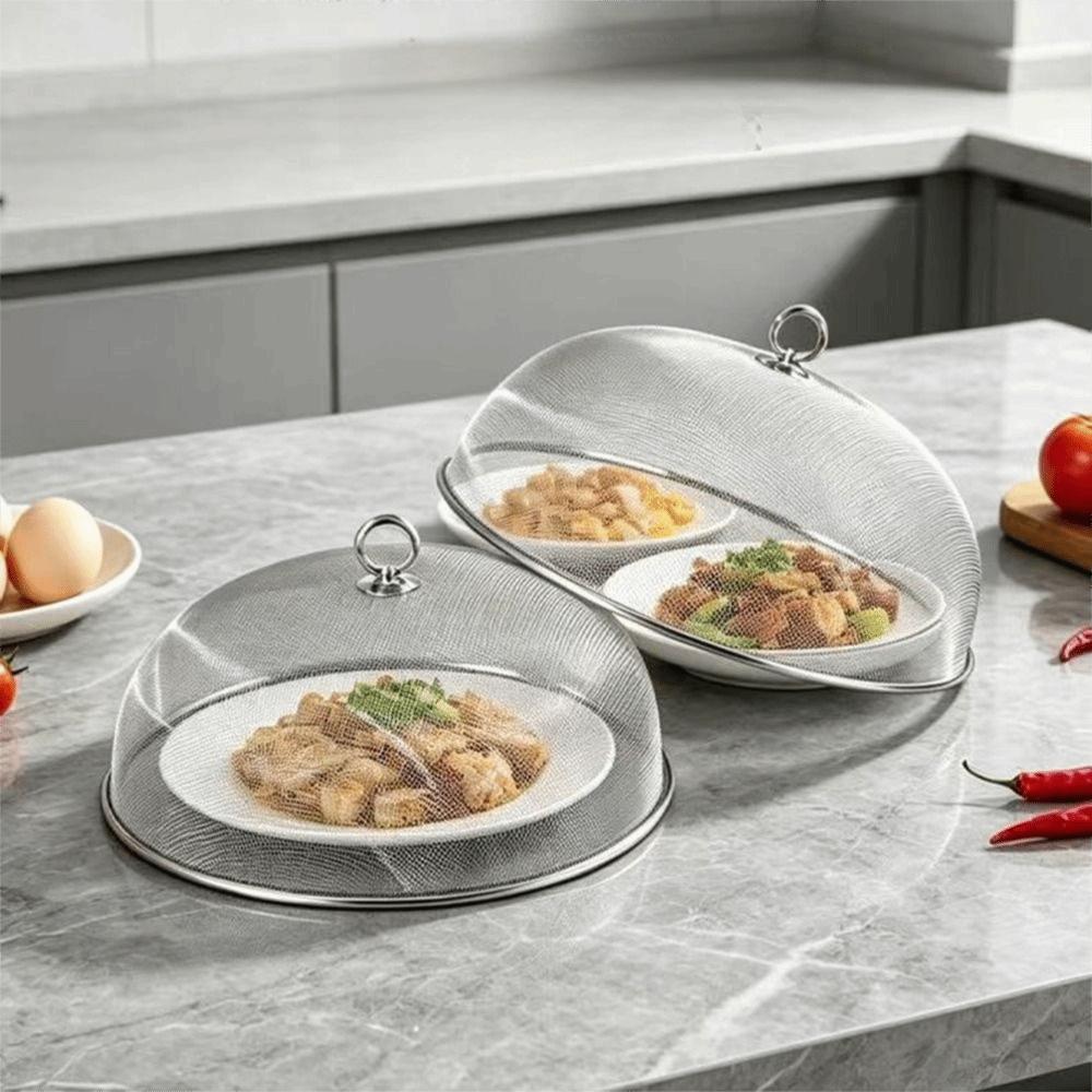 Reusable Stainless Steel Food Tent Fine Mesh Plate Cover Long-Lasting Mesh Food Cover Beach Park