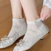Женские летние тонкие хлопковые носки, сетчатые дышащие, с бантиком в балетном стиле, носки для милых девушек, модные короткие носки