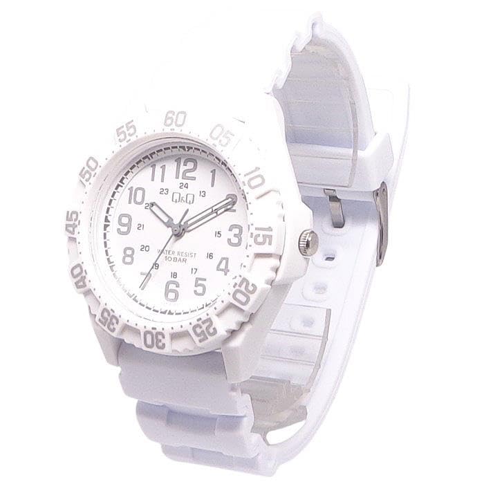 Citizen Водонепроницаемые до 10 Белые Q&Q VR78-002 Мужские часы для дайвинга, АТМ,