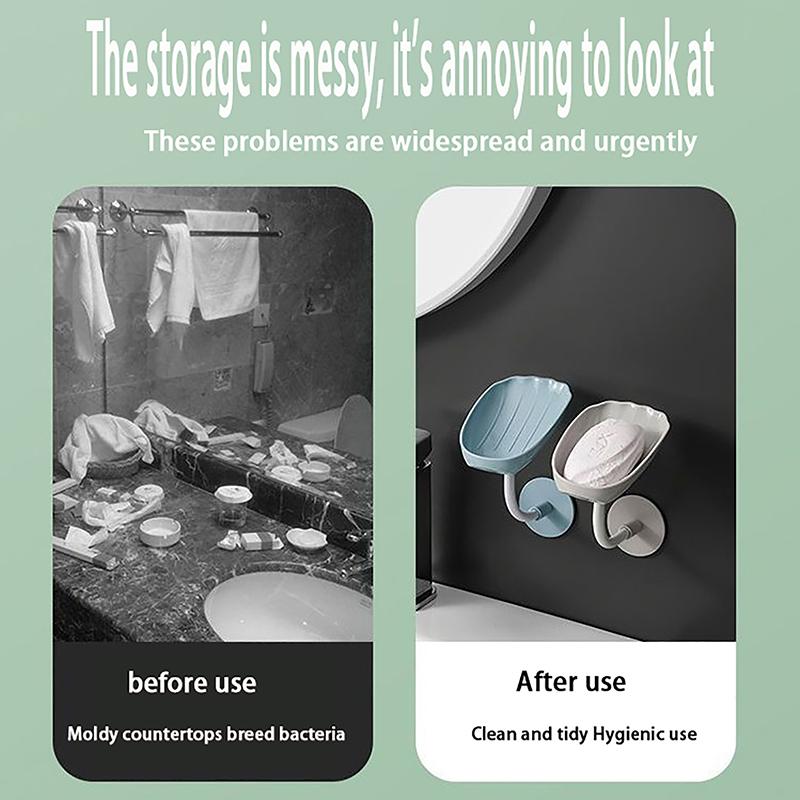 Soap Rack Box Leaf Shape Soap Dish Drain Bathroom Accessories Toilet Laundry Soap Box Bathroom Amenities Soap Holder