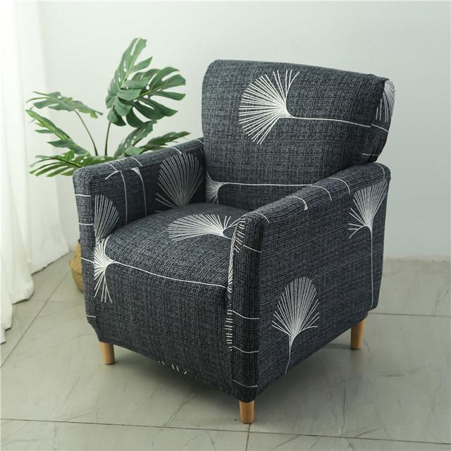 Floral Tub Chair Cover Stretch Spandex Club Armchair Slipcover For Living Room Single Sofa Covers For Study Bar Counter Hotel