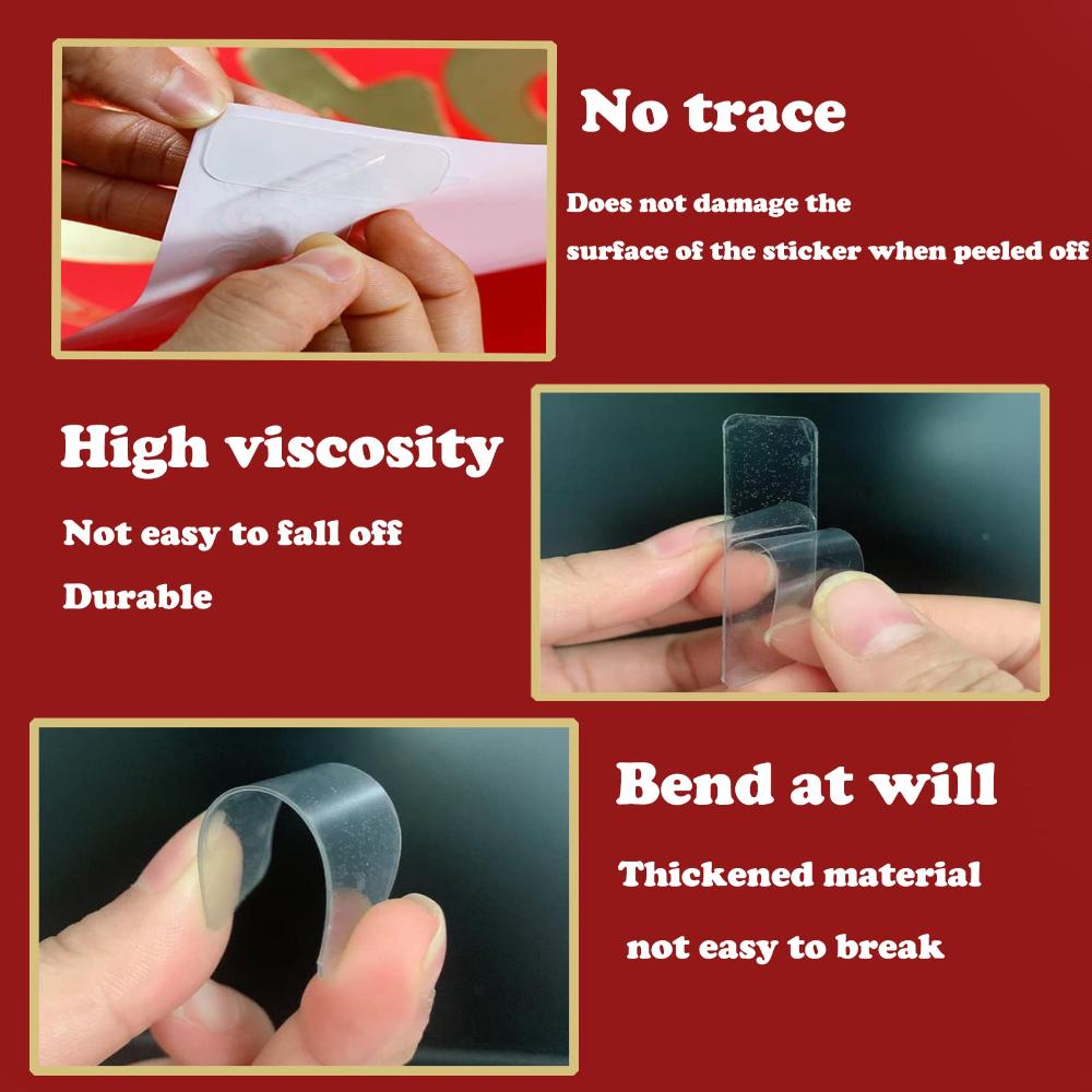 Reusable Multifunctional Double Sided Adhesive Tape, 60Pcs Double Sided Mounting Strong Sticky Wall Strips Transparent Tape Without Cropping