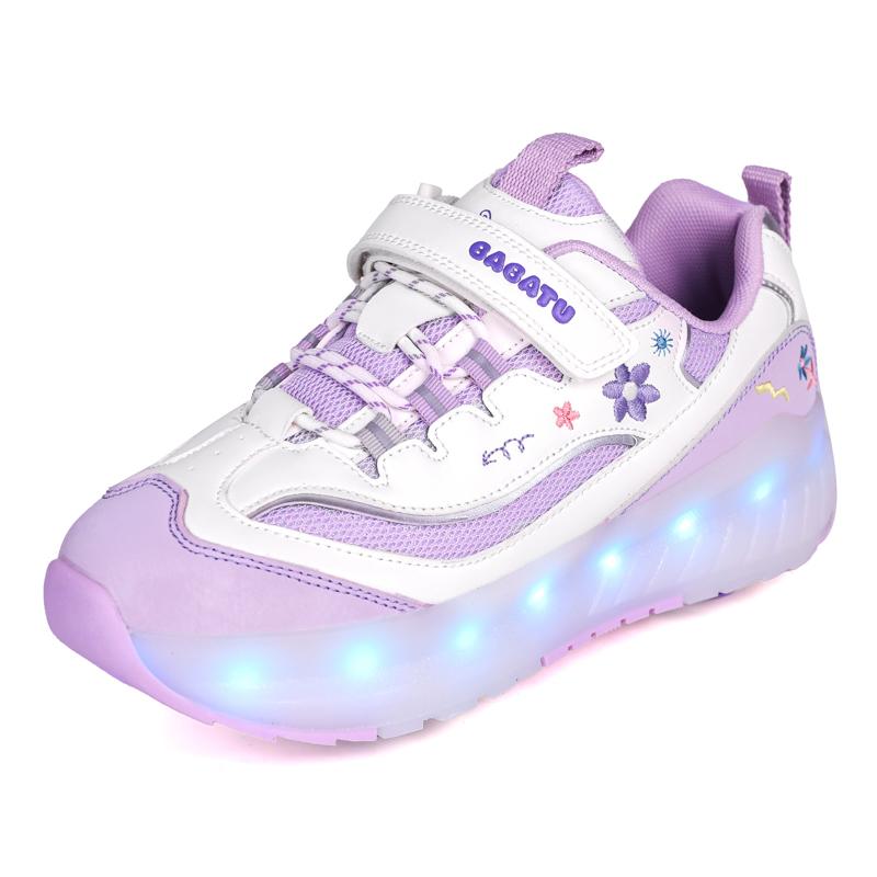 Детские четырехколесные съемные плоские спортивные туфли перезаряжаемые светодиодные светящиеся спортивные туфли четырехколесные роликовые коньки