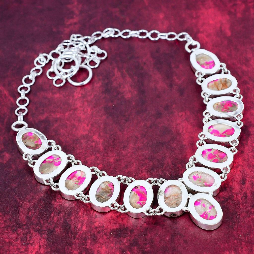 Ожерелье из розового морского осадка из цельного серебра 925 пробы с регулируемой цепочкой, ювелирное ожерелье ручной работы с драгоценными камнями на День памяти