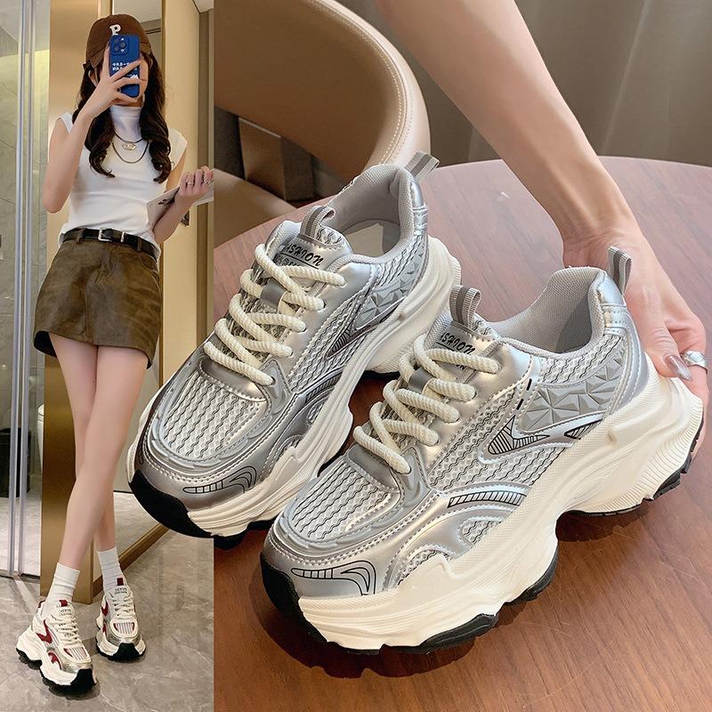 Platform Dad Shoes Children's New Summer Thin Mesh Breathable Mesh Shoes Heightening Casual Sports Shoes