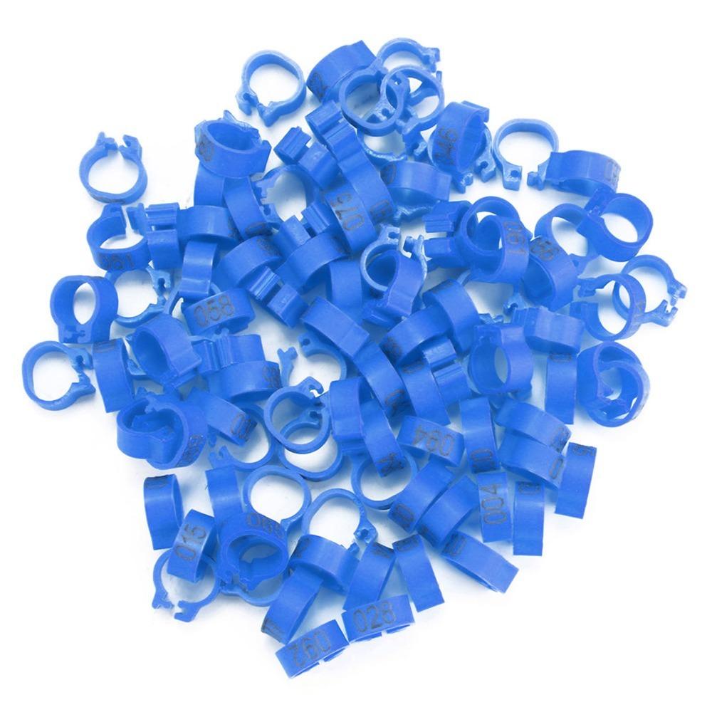 100PCS Clip-On Design Numbered Leg Bands 001-100 Numbered Bird Leg Rings Pet Birds