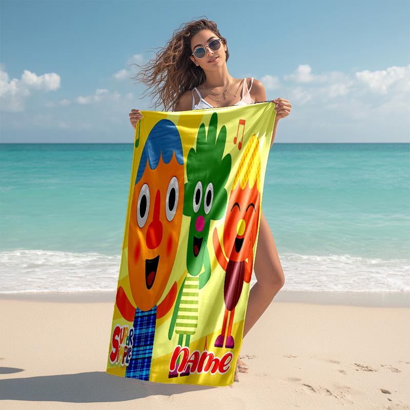 Personalized customized proof beach towel with Super Simple Songs pattern - soft, absorbent,quick-drying,perfect swimming,camping&bathing