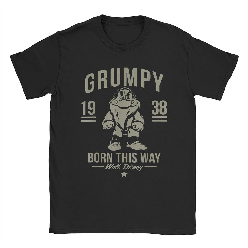 Men's T-Shirts Snow White Grumpy Born This Way 1938 Humor Cotton Tees Short Sleeve Cartoon T Shirts merchandise Plus Size