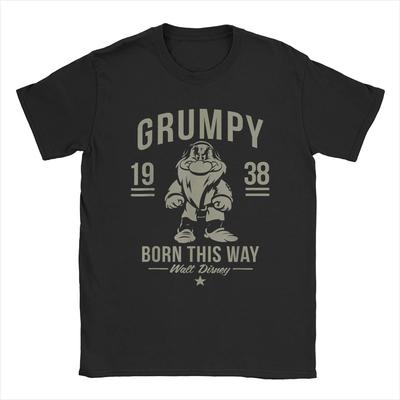 T-Shirts Snow White Grumpy Born This Way 1938 Humor Cotton Tees Short Sleeve Cartoon T Shirts Merchandise Plus Size Unisex