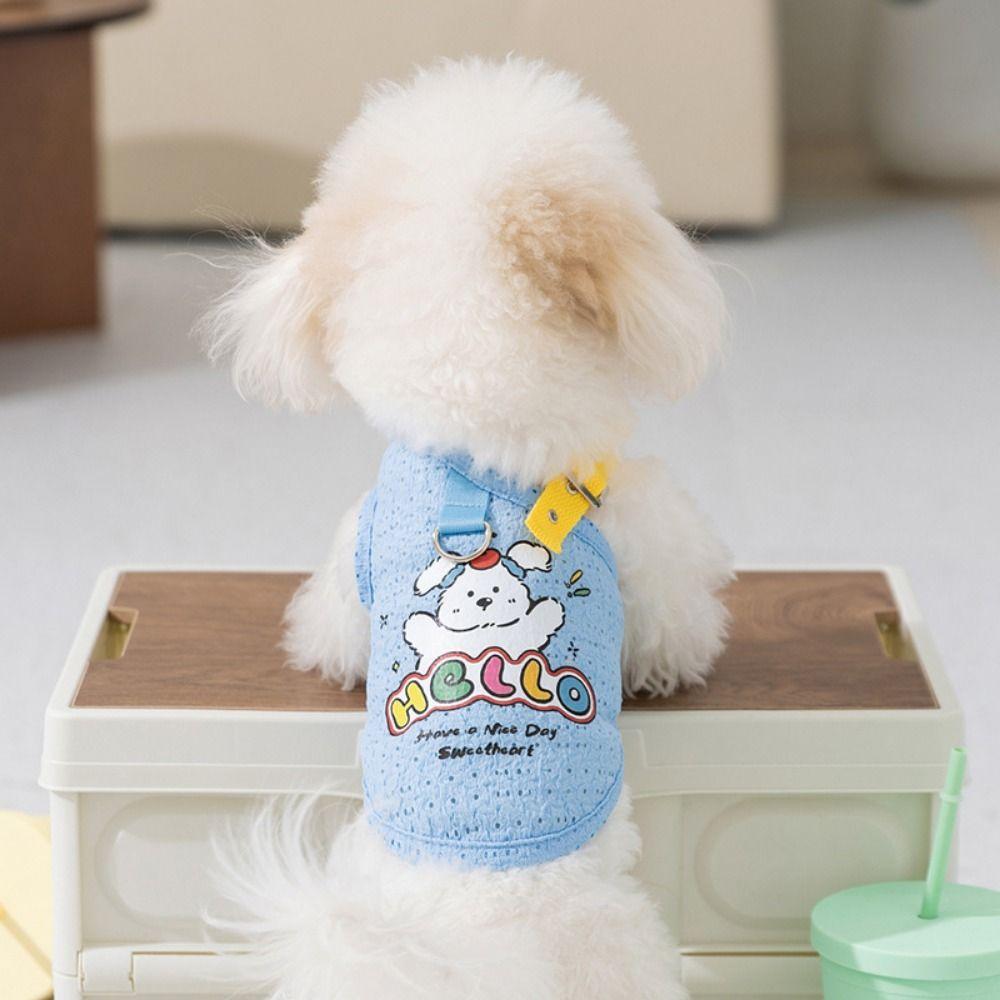 Мультяшный жилет для собаки, дышащая одежда для щенка, товары для питомцев, тонкая футболка для собаки, кошки